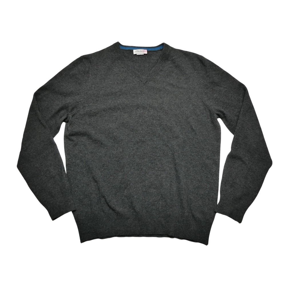Piattelli Sweater Mens M Gray 100% Cashmere V Neck Knit Pullover Winter‎ Warm